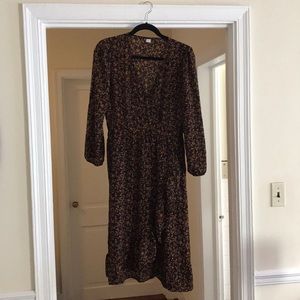 Waist Defined Floral Ruffle Wrap Dress